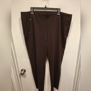 Chico's Women's Chocolate Brown Juliet Slim Trim Detail Ankle Pants Sz 3.5 (18R)